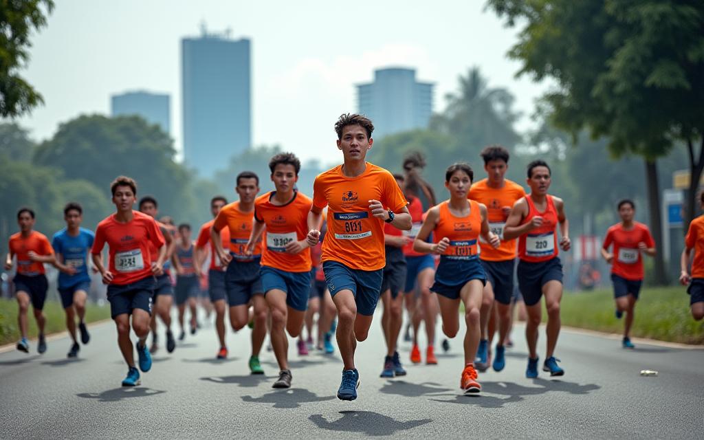 Participants running in the Singapore Urban Challenge